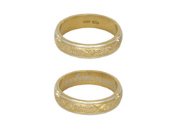 Серебряное обручальное кольцо с алмазной крошкой и позолотой «Любовь навеки»